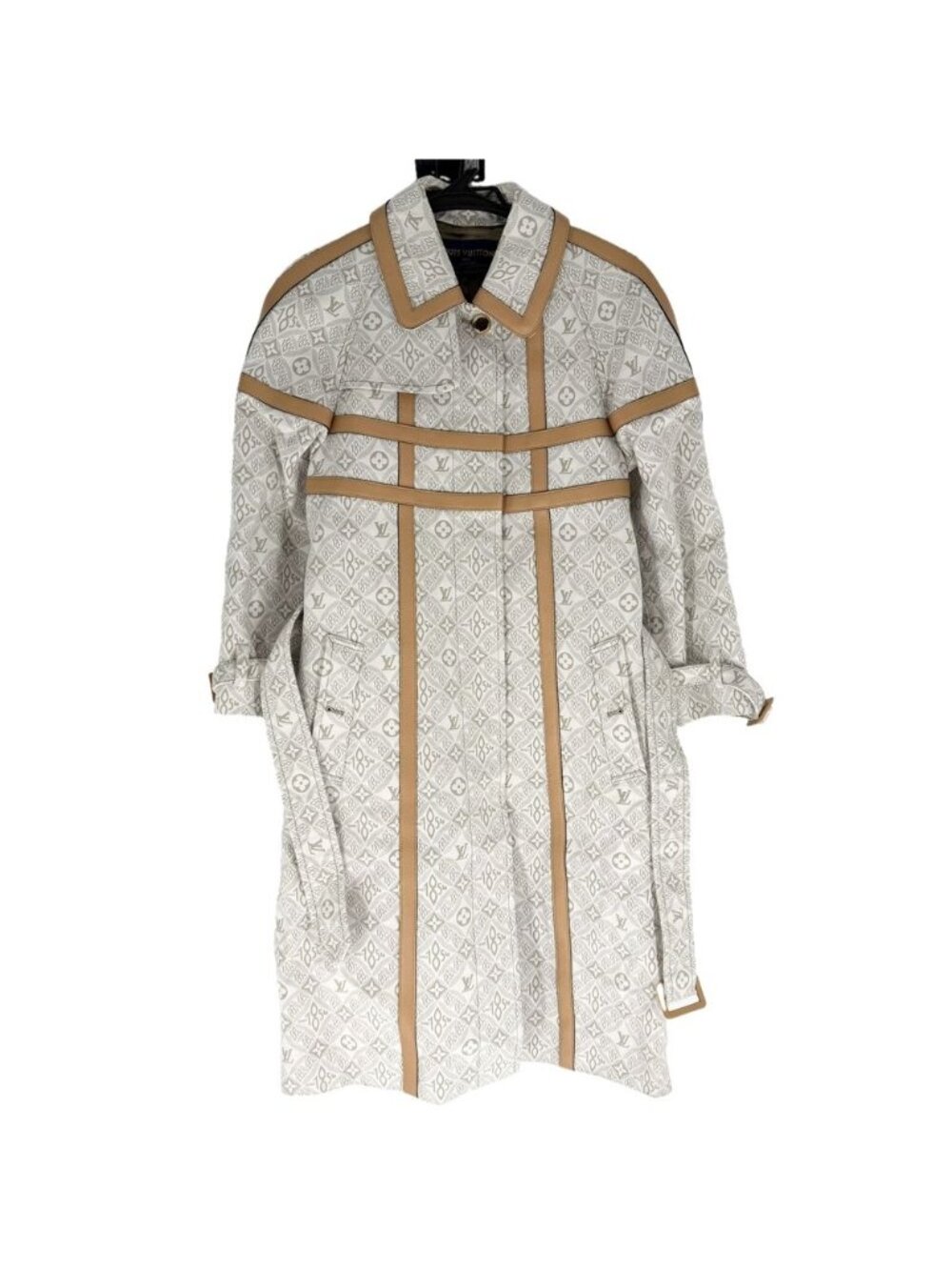 Louis Vuitton Coat Leather Long White Gold Cotton Autumn Winter 34